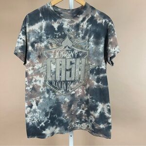 Cash Johnny Cash Man In Black Medium Acid Wash Tie Dye Graphic Band Artist Tee